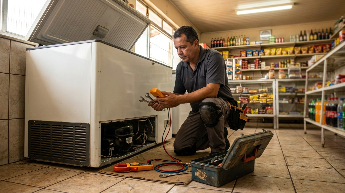 Técnico de conserto de freezer em residência em Uberlândia‑MG